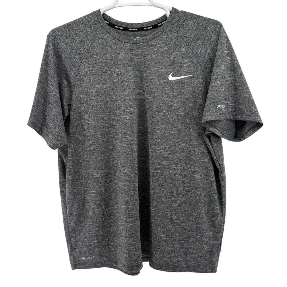 Nike Swim Mens Dri-FIT UPF 40+ Heather Grey Rash Guard Shirt XXL NESSA589-001